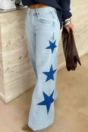 Jessy – Woman's Star Detail Wide-Leg Jeans