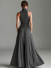 Charvella - Women’s Halter Cutout Knit Maxi Dress
