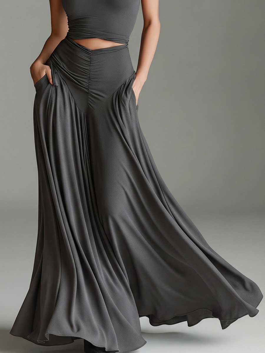 Charvella - Women’s Halter Cutout Knit Maxi Dress