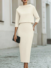 Valmere | Women’s Boat Neck Top & Midi Skirt Set