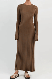 Maeve | Women’s Knit Long Dress with Ruffled Hem
