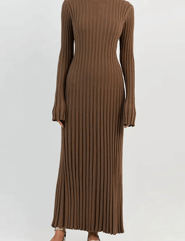 Maeve | Women’s Knit Long Dress with Ruffled Hem
