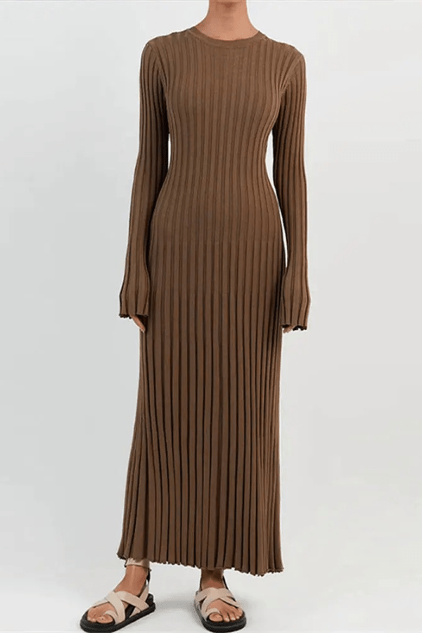 Maeve | Women’s Knit Long Dress with Ruffled Hem