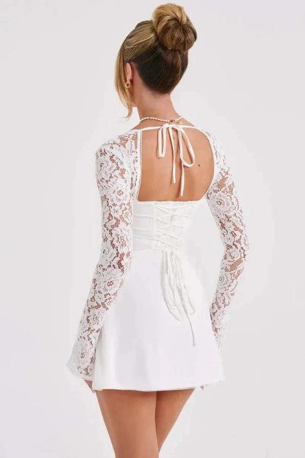 Louise | Women’s Lace Milkmaid Mini Dress