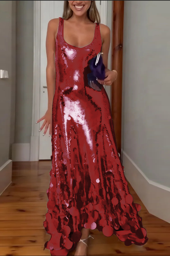 Nyxara – Sequin Tassel Prom Maxi Dress