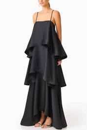 Soléa – Women's Satin Tiered Maxi Dress