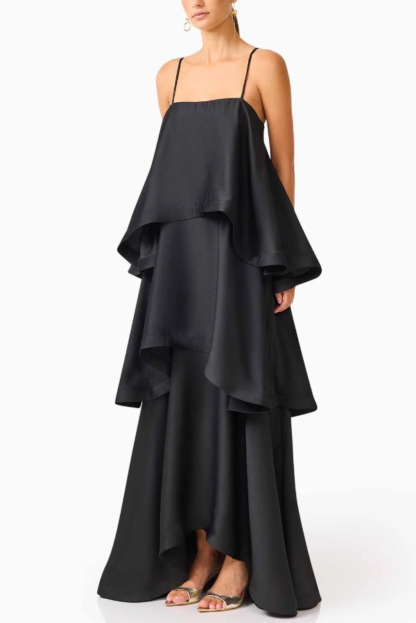 Soléa – Women's Satin Tiered Maxi Dress