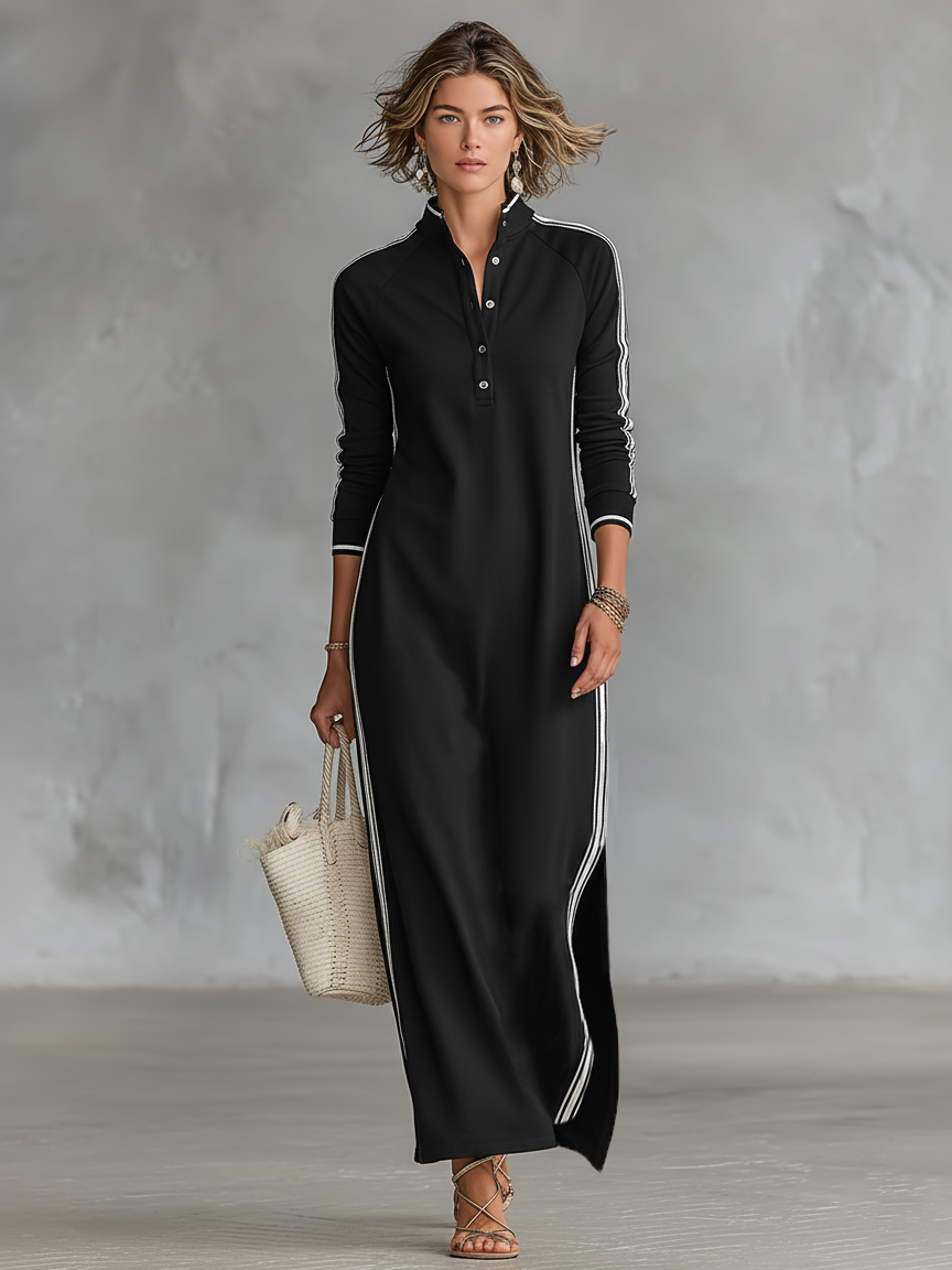 Navelle | Trim Collar Sweatshirt Maxi Dress