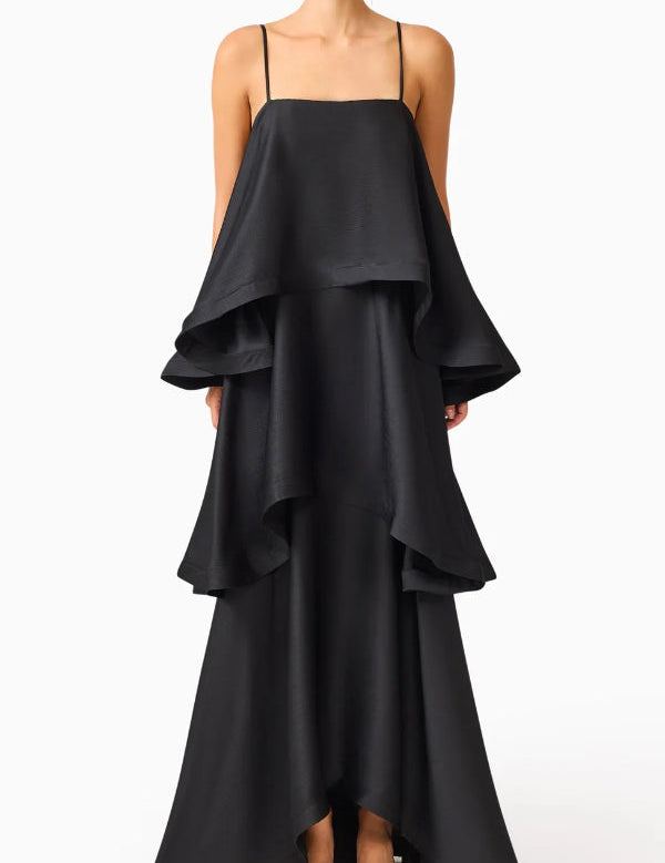 Soléa – Women's Satin Tiered Maxi Dress