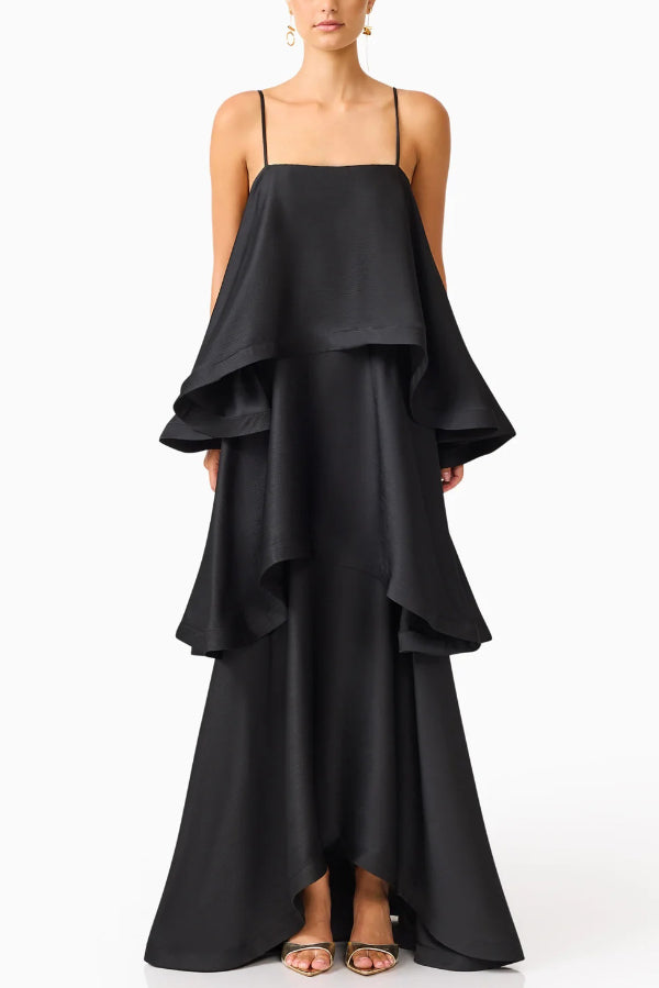 Soléa – Women's Satin Tiered Maxi Dress
