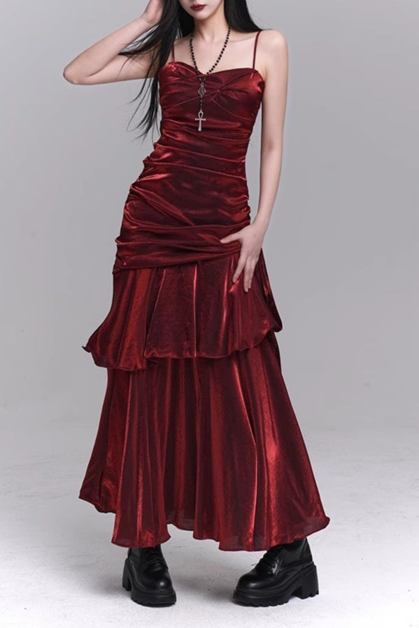 Arvella – Ruched Ruffle Cotton Maxi Dress