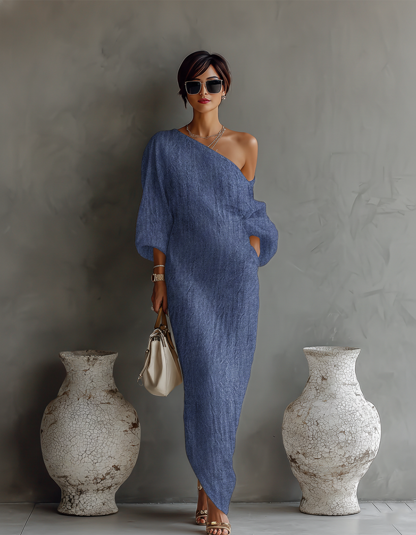 Aurelia | One-Shoulder Linen Blend Maxi Dress