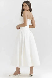 Laarni | Women’s Boned Bodice Full Skirt Midi Dress