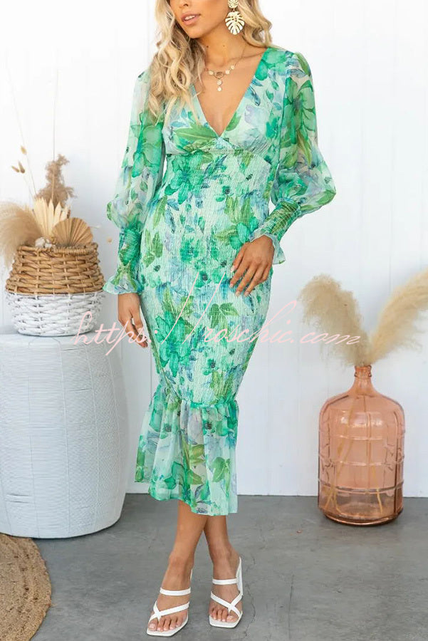 Floréa – Women's Smocked Floral Midi Dress