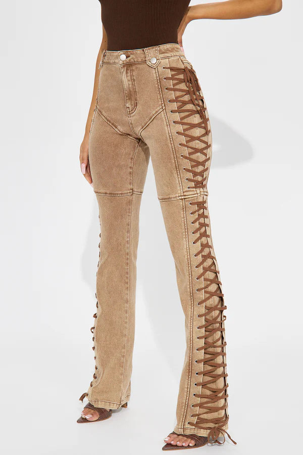 Elvara – Lace-Up Skinny Pants