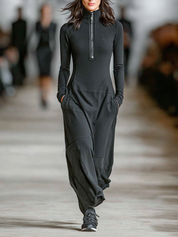 Sportiva - Women’s Zip Collar Maxi Dress