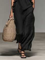 Alvera | Linen-Blend Ruffle Maxi Dress