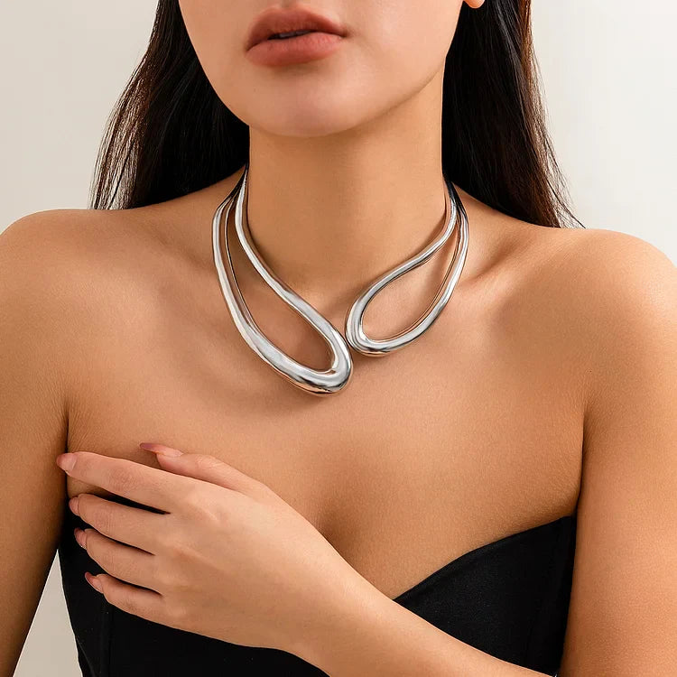 Camille Laurent | Liquid Silver Sculpt Choker Necklace