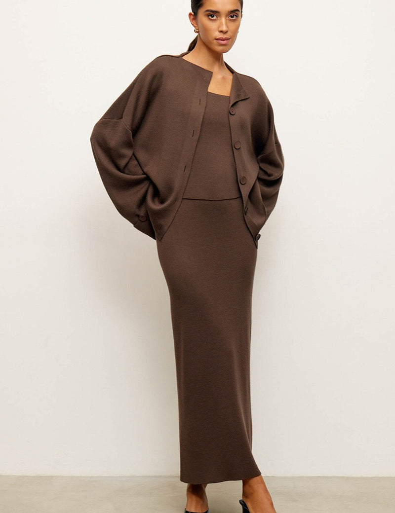 Lunéa – Three-Piece Knit Cardigan, Vest & Skirt Set