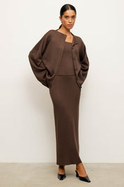 Lunéa – Three-Piece Knit Cardigan, Vest & Skirt Set