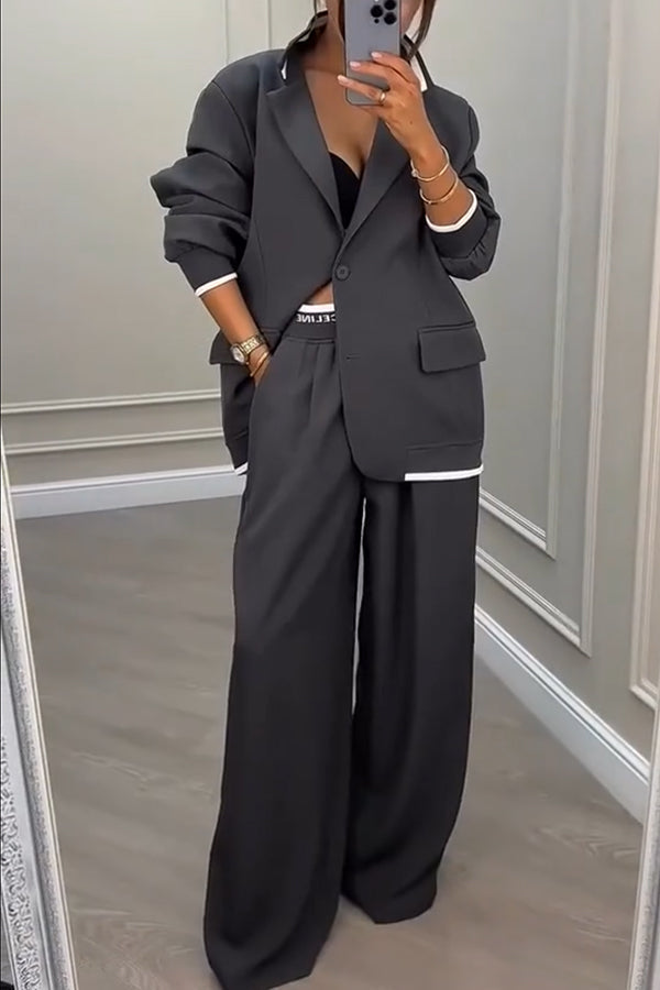 Avelin – Colorblock Blazer & Relaxed Pants Set