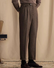 Mayfair | Men’s Herringbone Wool Pleated Trousers