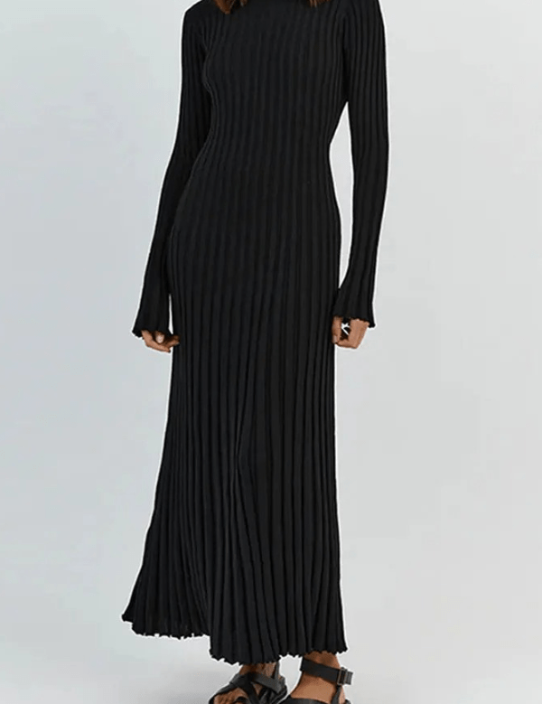 Maeve | Women’s Knit Long Dress with Ruffled Hem
