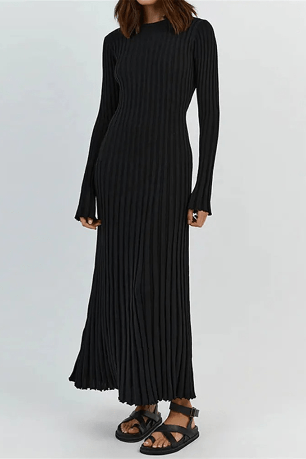 Maeve | Women’s Knit Long Dress with Ruffled Hem