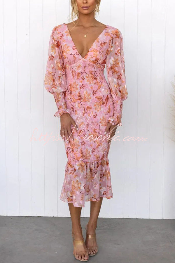 Floréa – Women's Smocked Floral Midi Dress