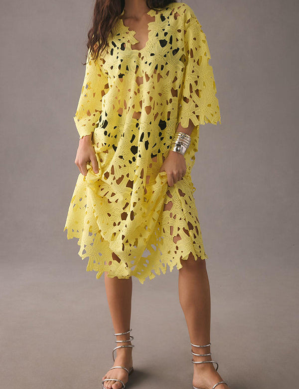 Liora – Eyelet Lace Midi Dress