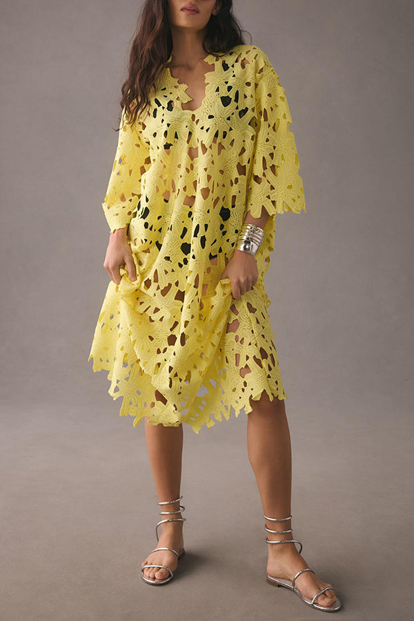 Liora – Eyelet Lace Midi Dress