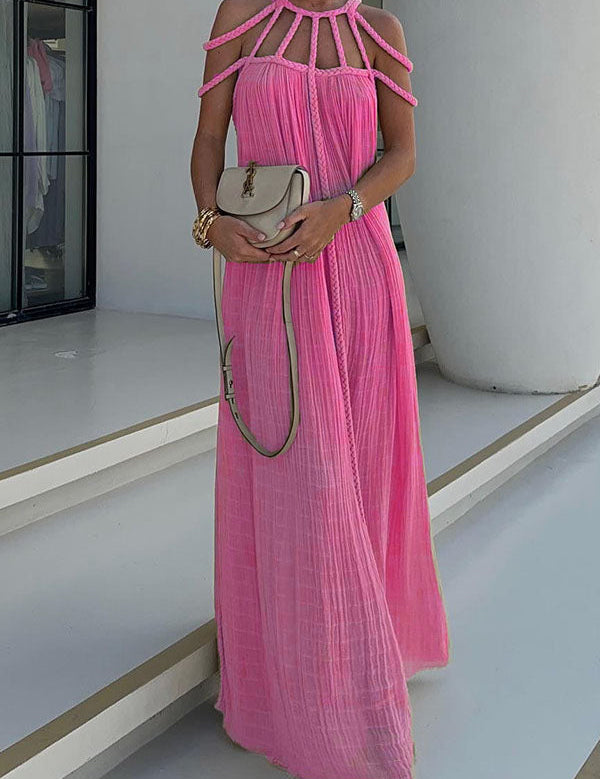 Zenvira – Handwoven Detail Column Maxi Dress