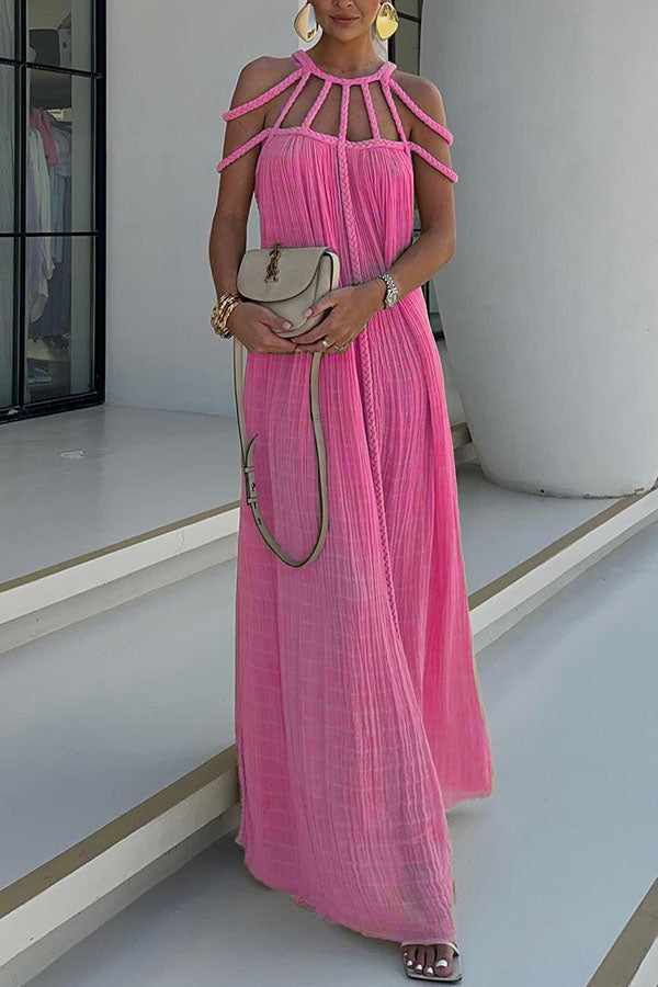Zenvira – Handwoven Detail Column Maxi Dress