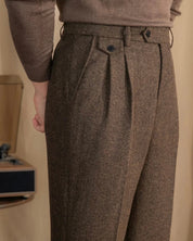 Mayfair | Men’s Herringbone Wool Pleated Trousers