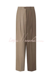 Girl Boss Avant-garde Contrast Colors Lapel Boyfriend Blazer and Pocketed Wide Leg Pants Set