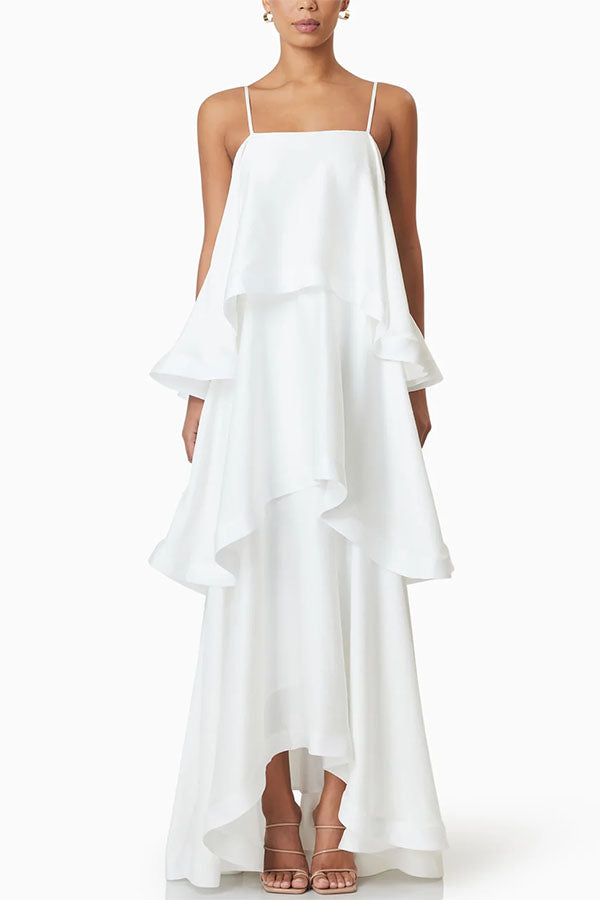 Soléa – Women's Satin Tiered Maxi Dress