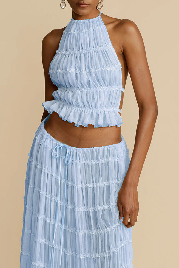 Amorelle – Women's Halter Lace Detail Top