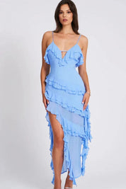 Aiah | Women’s Ruffled Asymmetrical Spaghetti Strap Dress
