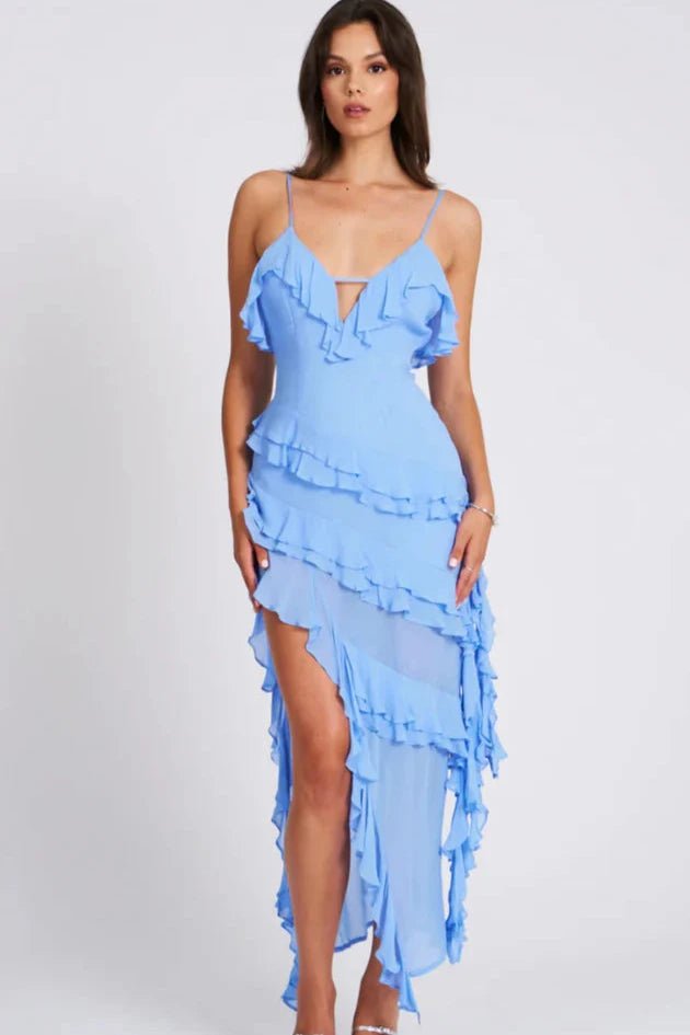 Aiah | Women’s Ruffled Asymmetrical Spaghetti Strap Dress