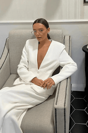 Jerica | Women’s V-Neck Top & Pants Set with Long Coat