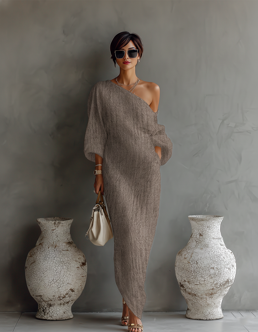Aurelia | One-Shoulder Linen Blend Maxi Dress