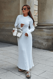 Maeve | Women’s Knit Long Dress with Ruffled Hem