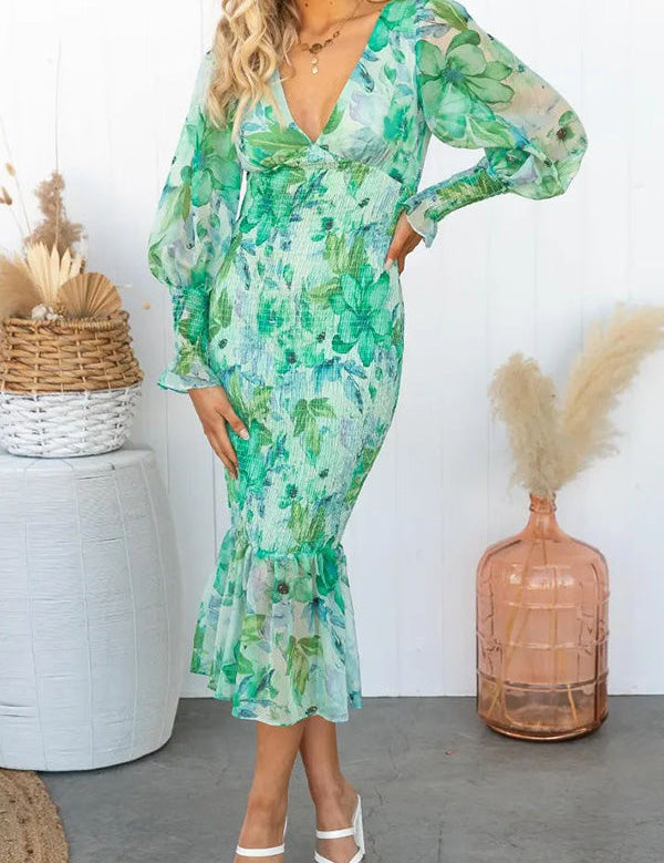 Floréa – Women's Smocked Floral Midi Dress