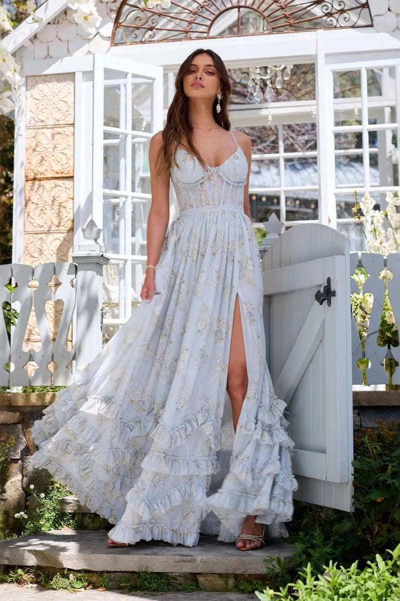 Floravelle – Women’s Floral Chiffon Ruffle Maxi Dress