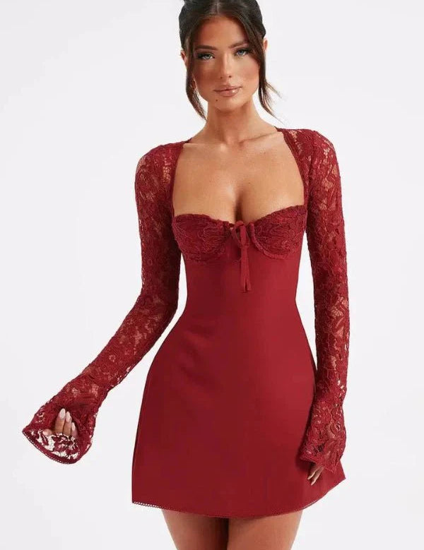 Louise | Women’s Lace Milkmaid Mini Dress