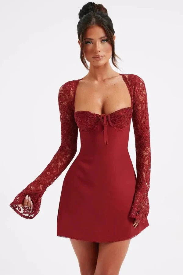 Louise | Women’s Lace Milkmaid Mini Dress