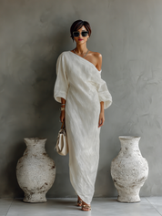 Aurelia | One-Shoulder Linen Blend Maxi Dress