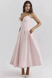 Laarni | Women’s Boned Bodice Full Skirt Midi Dress