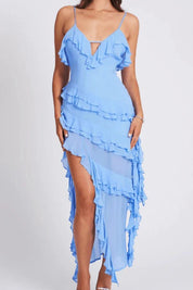 Aiah | Women’s Ruffled Asymmetrical Spaghetti Strap Dress
