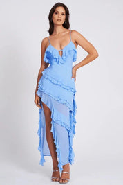 Aiah | Women’s Ruffled Asymmetrical Spaghetti Strap Dress